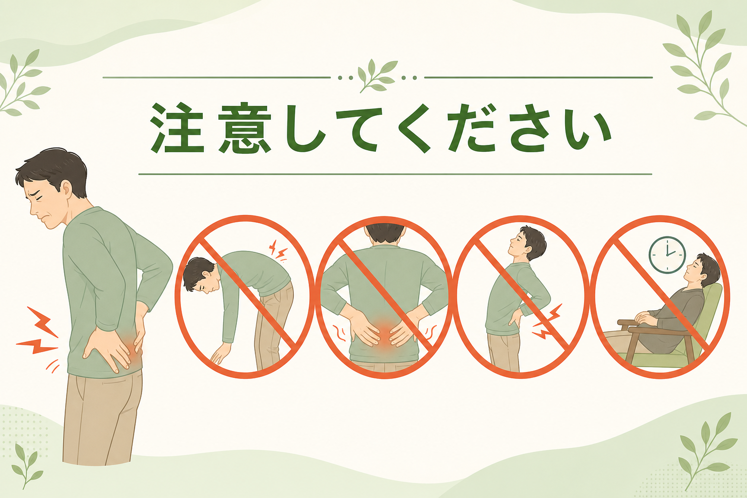 ぎっくり腰になった直後に注意する動作